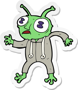 sticker of a cartoon alien spaceman png