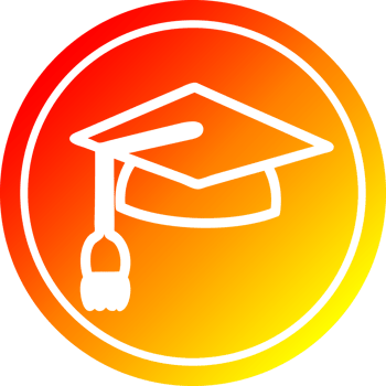 graduation cap circular icon with warm gradient finish png