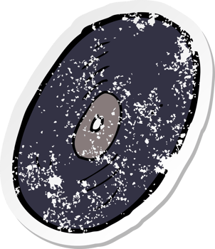 retro distressed sticker of a cartoon vinyl record png