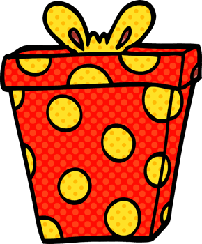 cartoon doodle wrapped present png