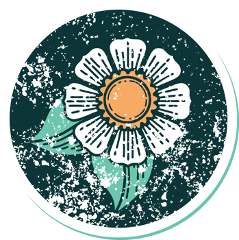 iconic distressed sticker tattoo style image of a flower png