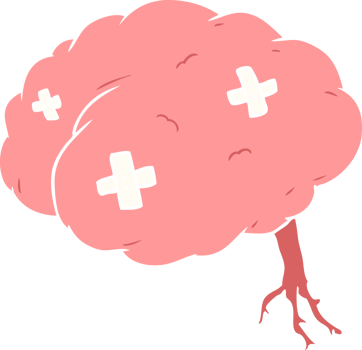 flat color style cartoon injured brain png
