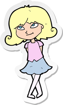 sticker of a cartoon clever girl png