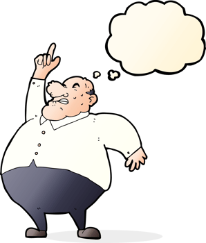 cartoon big fat boss with thought bubble png