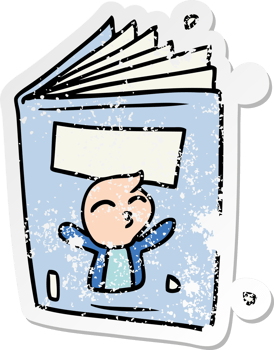 hand drawn distressed sticker cartoon doodle of a magazine png