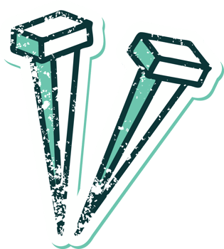 iconic distressed sticker tattoo style image of iron nail png
