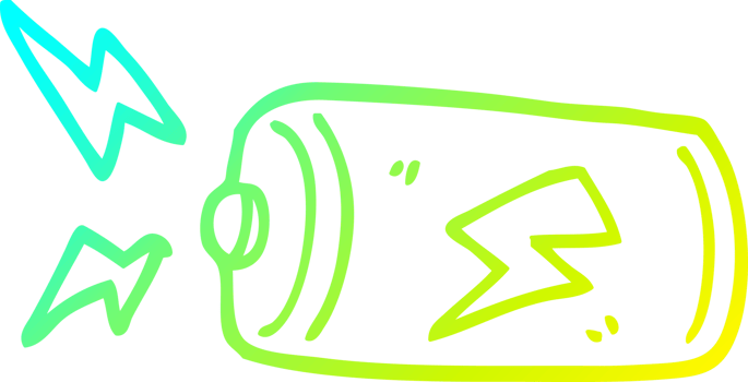 cold gradient line drawing of a cartoon battery png
