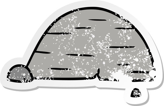 hand drawn distressed sticker cartoon doodle of grey stone boulder png