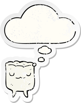 cartoon tooth with thought bubble as a distressed worn sticker png