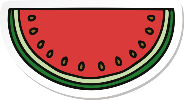 sticker of a quirky hand drawn cartoon watermelon png