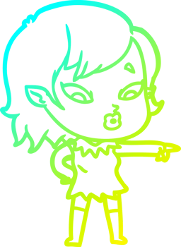 cold gradient line drawing of a cute cartoon vampire girl png