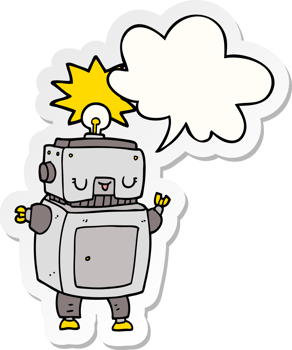 cartoon robot with speech bubble sticker png