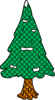 hand drawn cartoon doodle single snow covered tree png