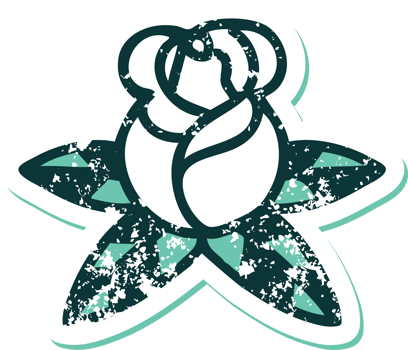 iconic distressed sticker tattoo style image of a single rose png