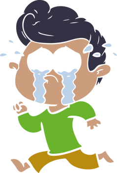 flat color style cartoon crying man running png