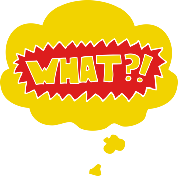 cartoon word What with thought bubble in retro style png