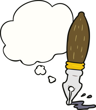 cartoon pen with thought bubble png