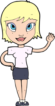 cartoon woman waving png