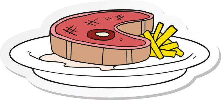 sticker of a cartoon steak dinner png
