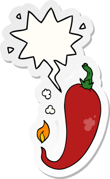 cartoon chili pepper with speech bubble sticker png