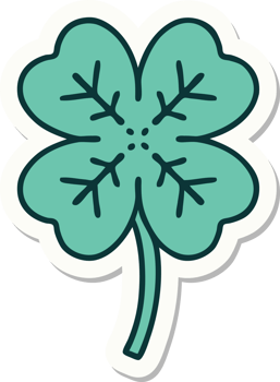 sticker of tattoo in traditional style of a 4 leaf clover png