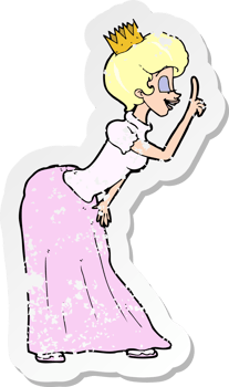 retro distressed sticker of a cartoon princess drawing png
