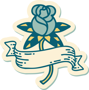 sticker of tattoo in traditional style of a rose and banner png