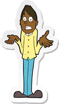 sticker of a cartoon man shrugging shoulders png