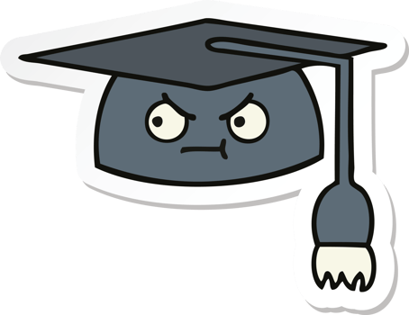 sticker of a cute cartoon graduation hat png