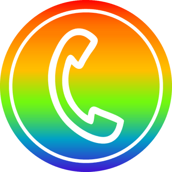 telephone handset circular icon with rainbow gradient finish png