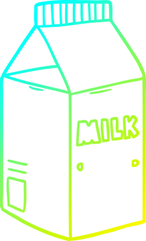 cold gradient line drawing of a cartoon milk carton png