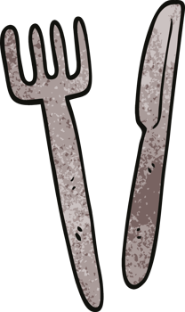 cartoon doodle knife and fork png