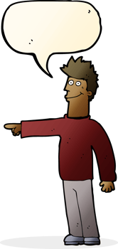 cartoon happy pointing man with speech bubble png