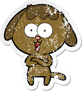 distressed sticker of a cute cartoon dog png