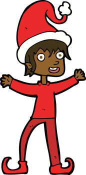 cartoon excited christmas elf png
