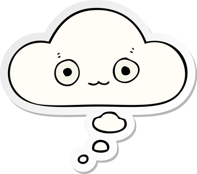cute cartoon face with thought bubble as a printed sticker png