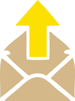 flat color retro cartoon of a envelope with arrow png