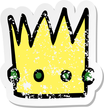 distressed sticker of a cartoon crown png