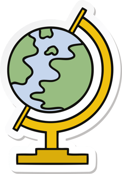 sticker of a cute cartoon world globe png