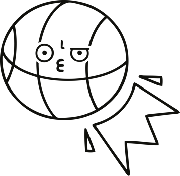 line drawing cartoon of a basketball png