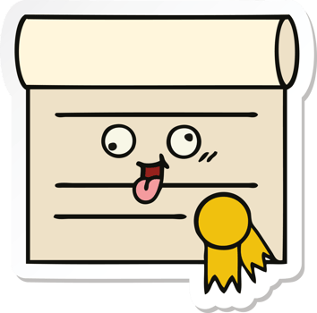 sticker of a cute cartoon certificate png