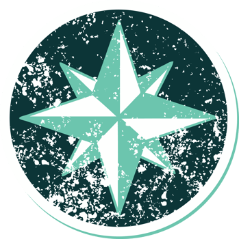 iconic distressed sticker tattoo style image of a star png