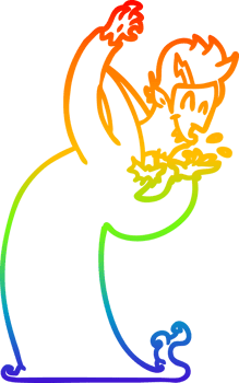 rainbow gradient line drawing of a cartoon vampire png