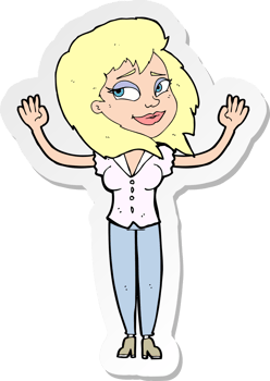 sticker of a cartoon woman giving up png