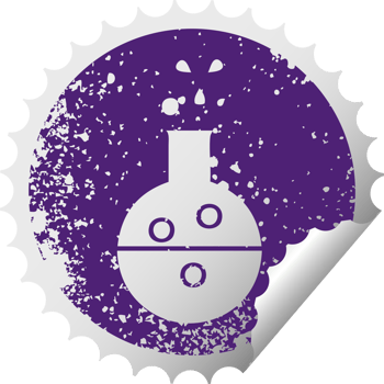 distressed circular peeling sticker symbol of a chemistry tube png