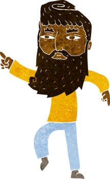 cartoon bearded man pointing the way png