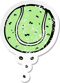 retro distressed sticker of a cartoon tennis ball png
