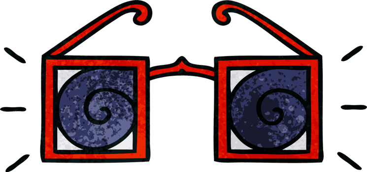 retro grunge texture cartoon of a hypnotic glasses png