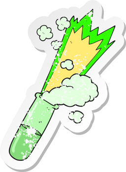 retro distressed sticker of a cartoon science test tube png