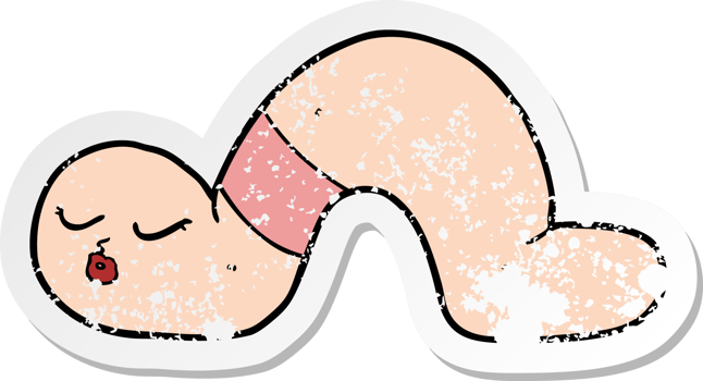 distressed sticker of a cartoon worm png
